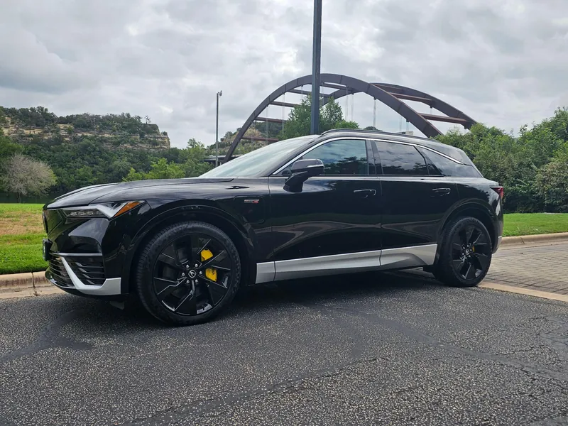 Black Acura ZDX electric SUV parked in Austin